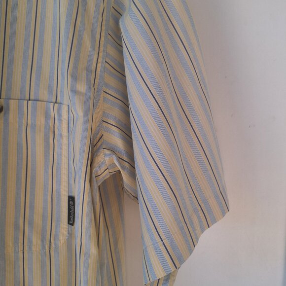 Timberland yellow blue men lg button down short sleeve - Picture 11 of 14